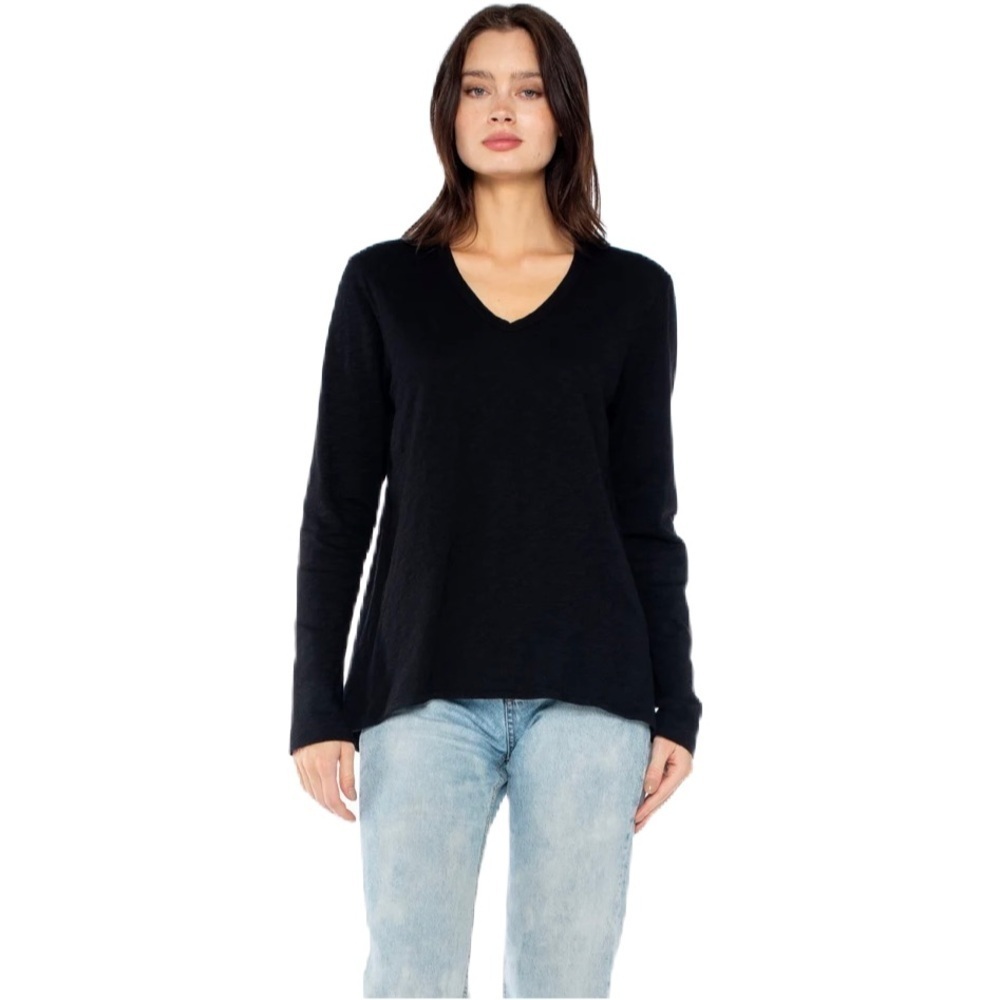 Wilt Black Long Sleeve Shrunken Boyfriend Top Size XS New With Tag Made In USA